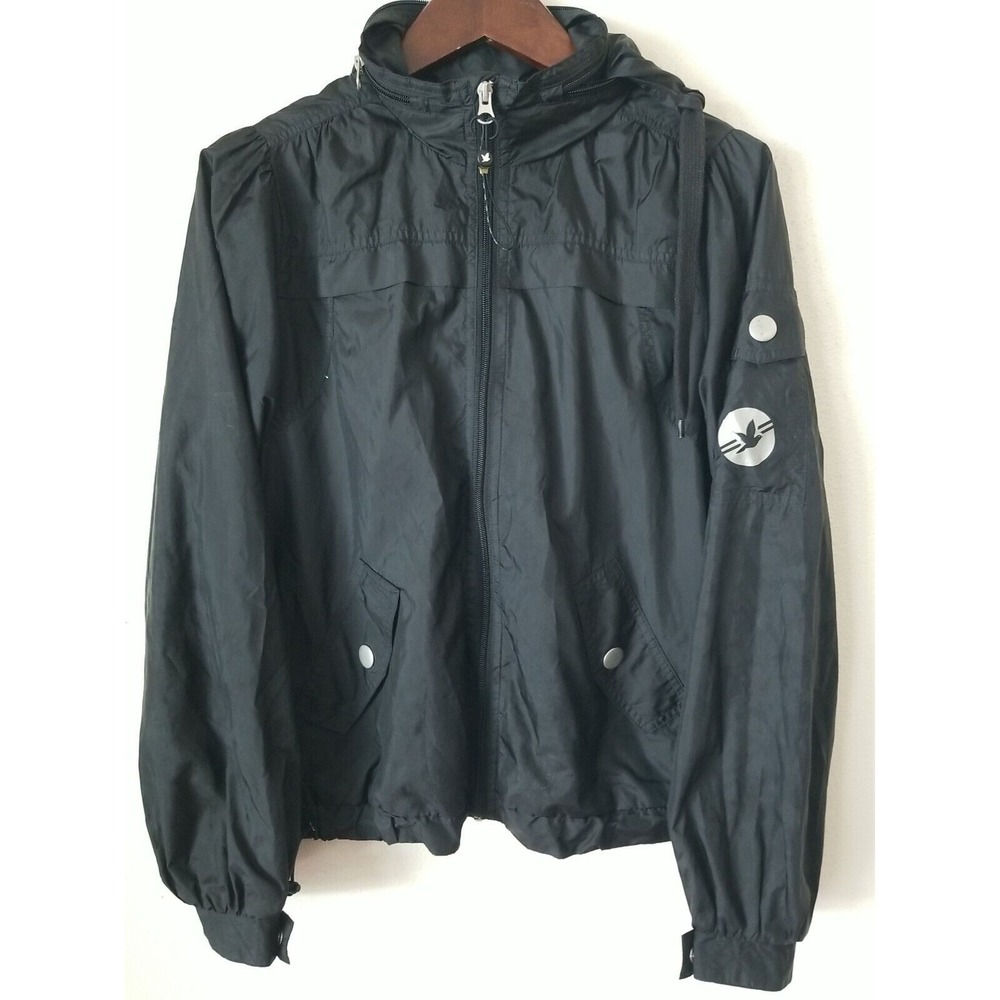 Aerie Fit Black Packable Full Zip Hooded Windbreaker Jacket‎ Size Small